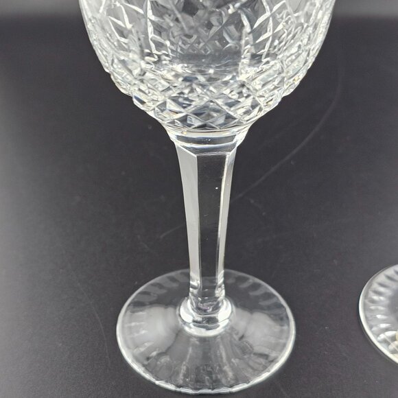 2) Fine Etched Floral Cut Crystal Wine Cocktail Glasses 6 3/4" Yugoslavia 6oz - Picture 5 of 12